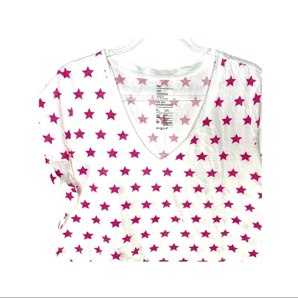 The Essential Vneck Pima Cotton Pink Stars T - Picture 3 of 6